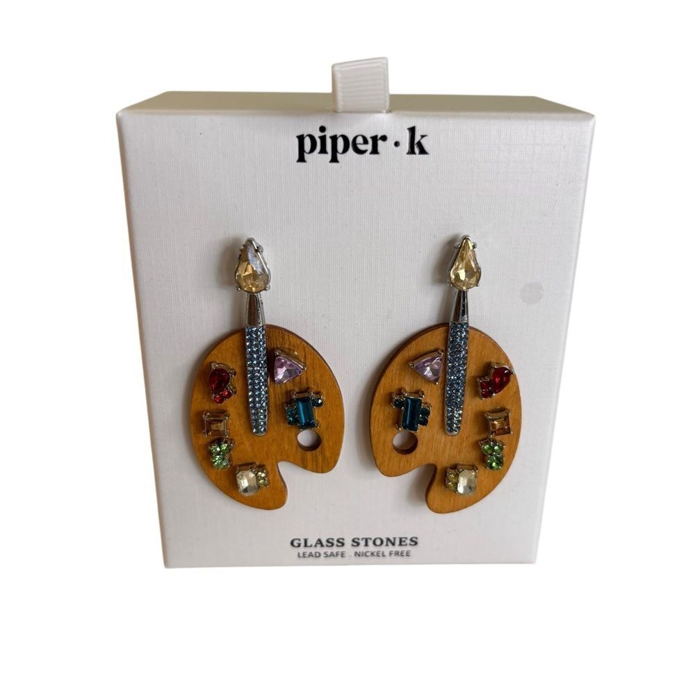 Jeweled Artists Color Palette Earrings w/ Glass Stones in a variety of colors.